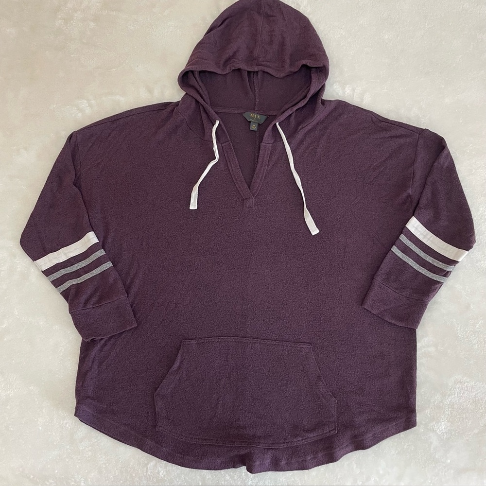 Mix by 41 Hawthorne Plum Hooded Sweater Sweatshirt Women’s Size 1X